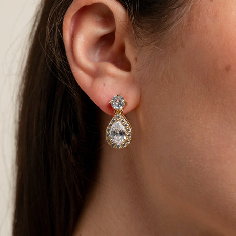 Club Classic Crystal Wedding Earrings in Gold