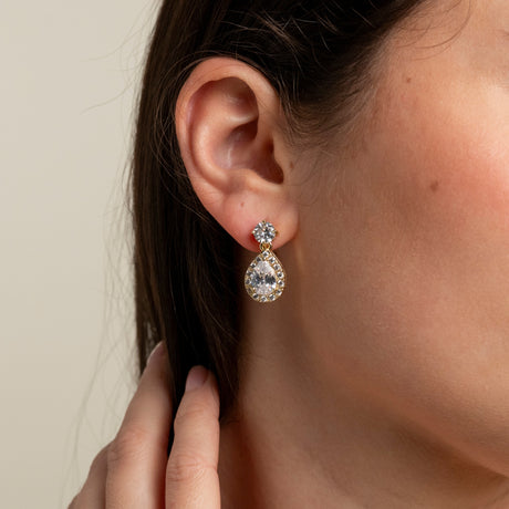 Club Classic Crystal Wedding Earrings in Gold photo 6