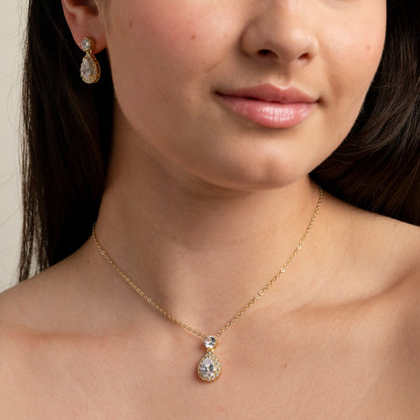 Club Classic Crystal Wedding Jewellery Set in Gold photo 3