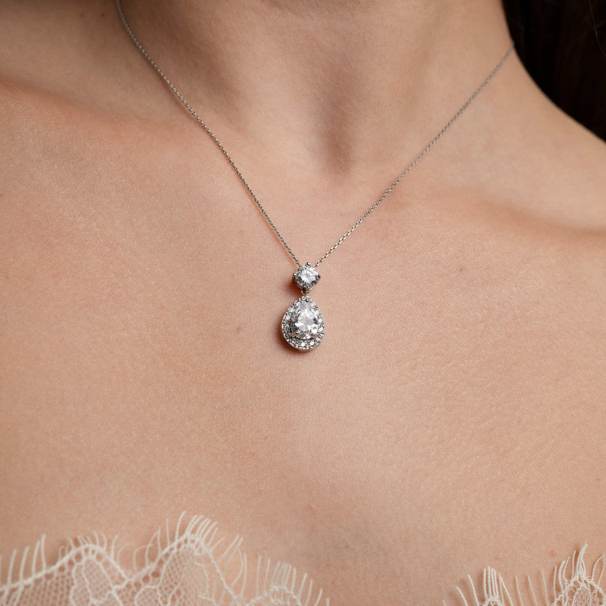 Club Classic Crystal Wedding Necklace in Silver photo 4