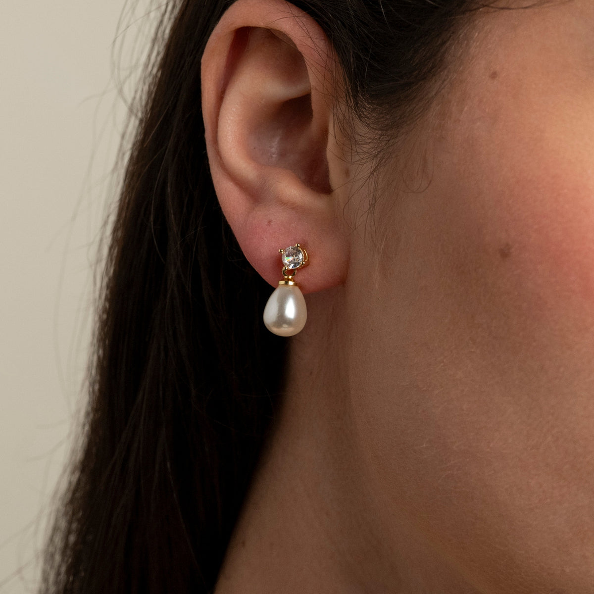 Eclipse Pearl and Crystal Bridal Earrings / Gold