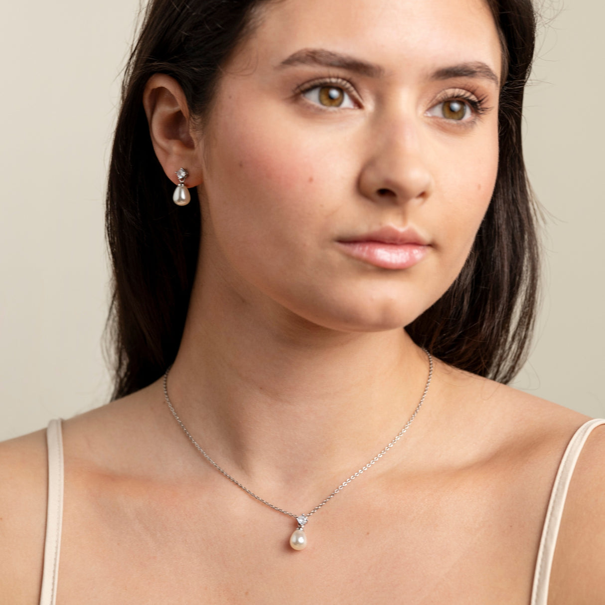 Eclipse Pearl and Crystal Bridal Wedding Jewellery Set in Silver