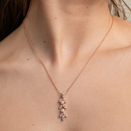 Fliss Pearl and Crystal Wedding Jewellery Set / Rose Gold