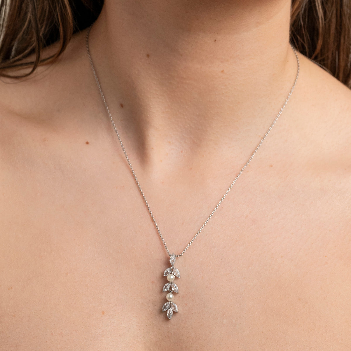 Fliss Pearl and Crystal Wedding Jewellery Set / Silver