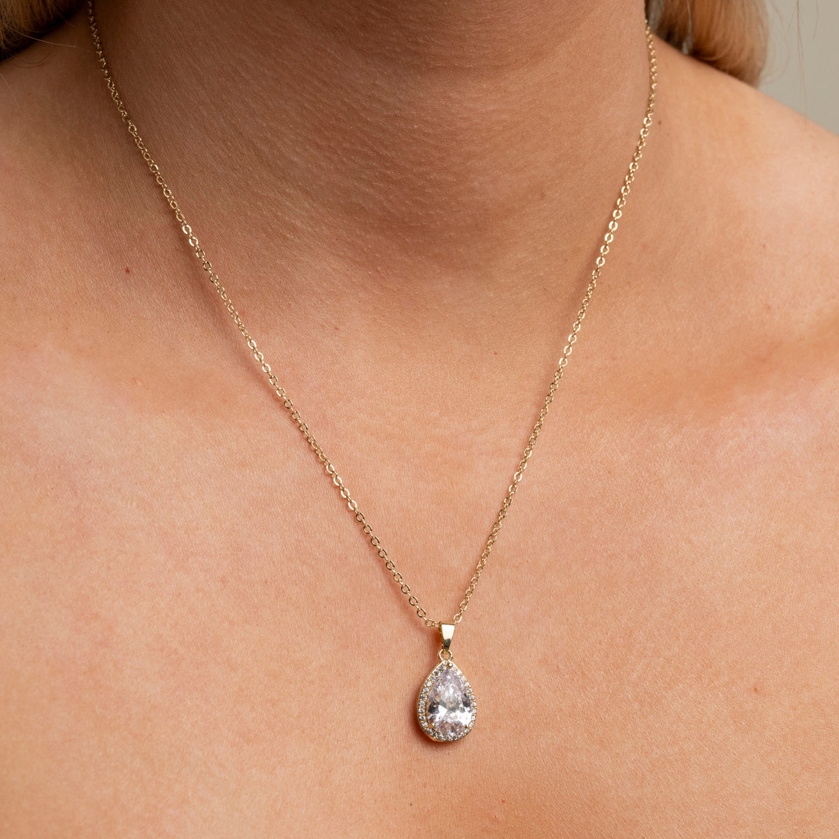 Jessica Crystal Bridal Necklace in Gold photo 7