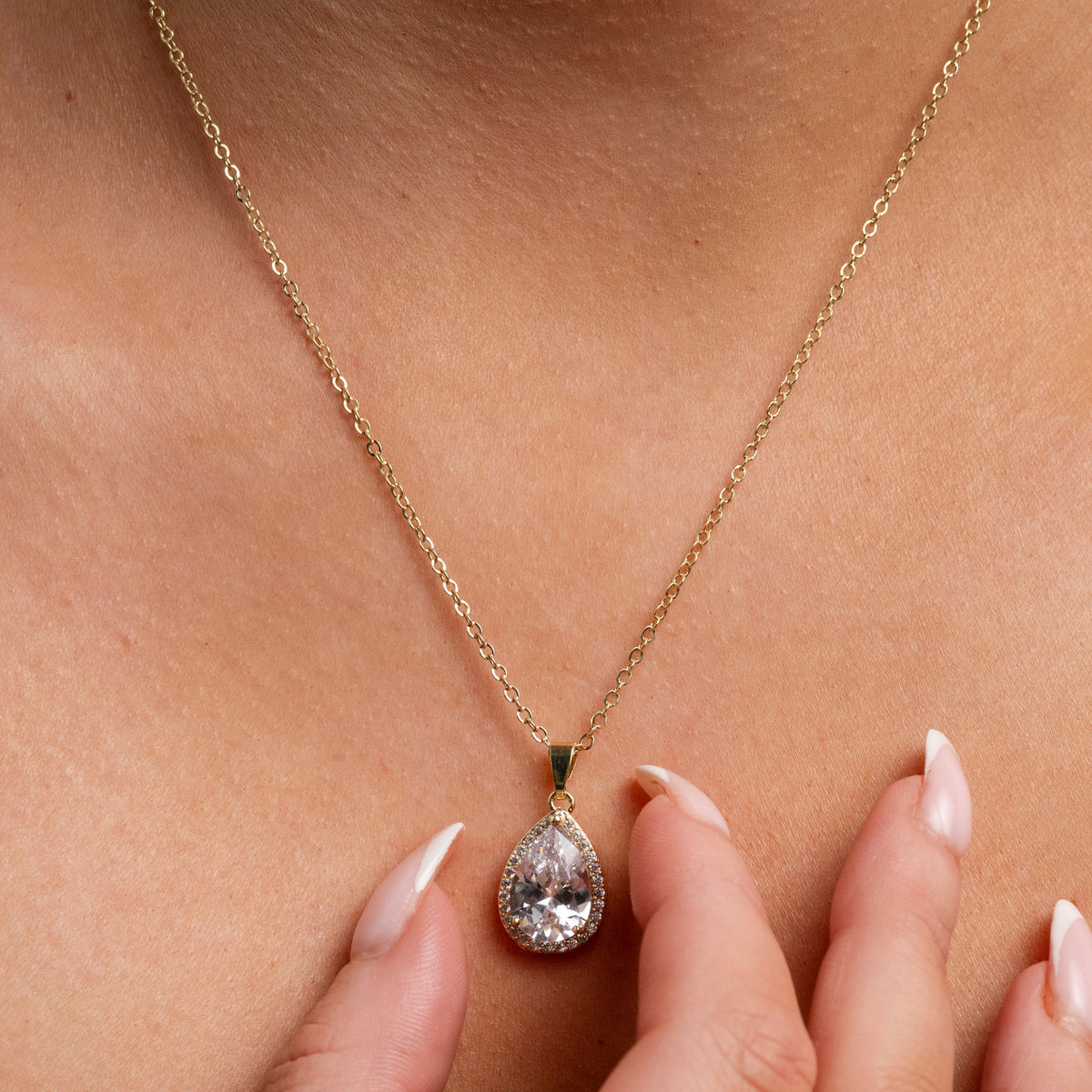 Jessica Crystal Bridal Necklace in Gold photo 2