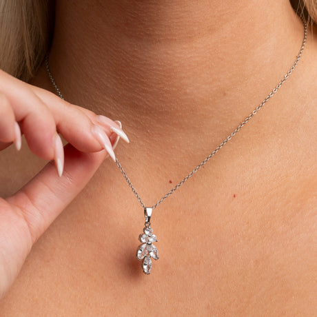 Lily Crystal Bridal Wedding Necklace in Silver