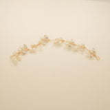 Tasha Short Pearl and Crystal Hair Vine in Gold