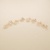 Tasha Short Pearl and Crystal Hair Vine in Rose Gold