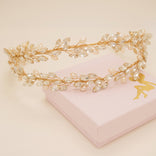 Ava Pearl and Crystal Bridal Headband / Gold