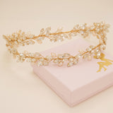 Ava Pearl and Crystal Bridal Headband / Gold