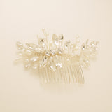 Sara Pearl and Crystal Wedding Hair Comb / Silver