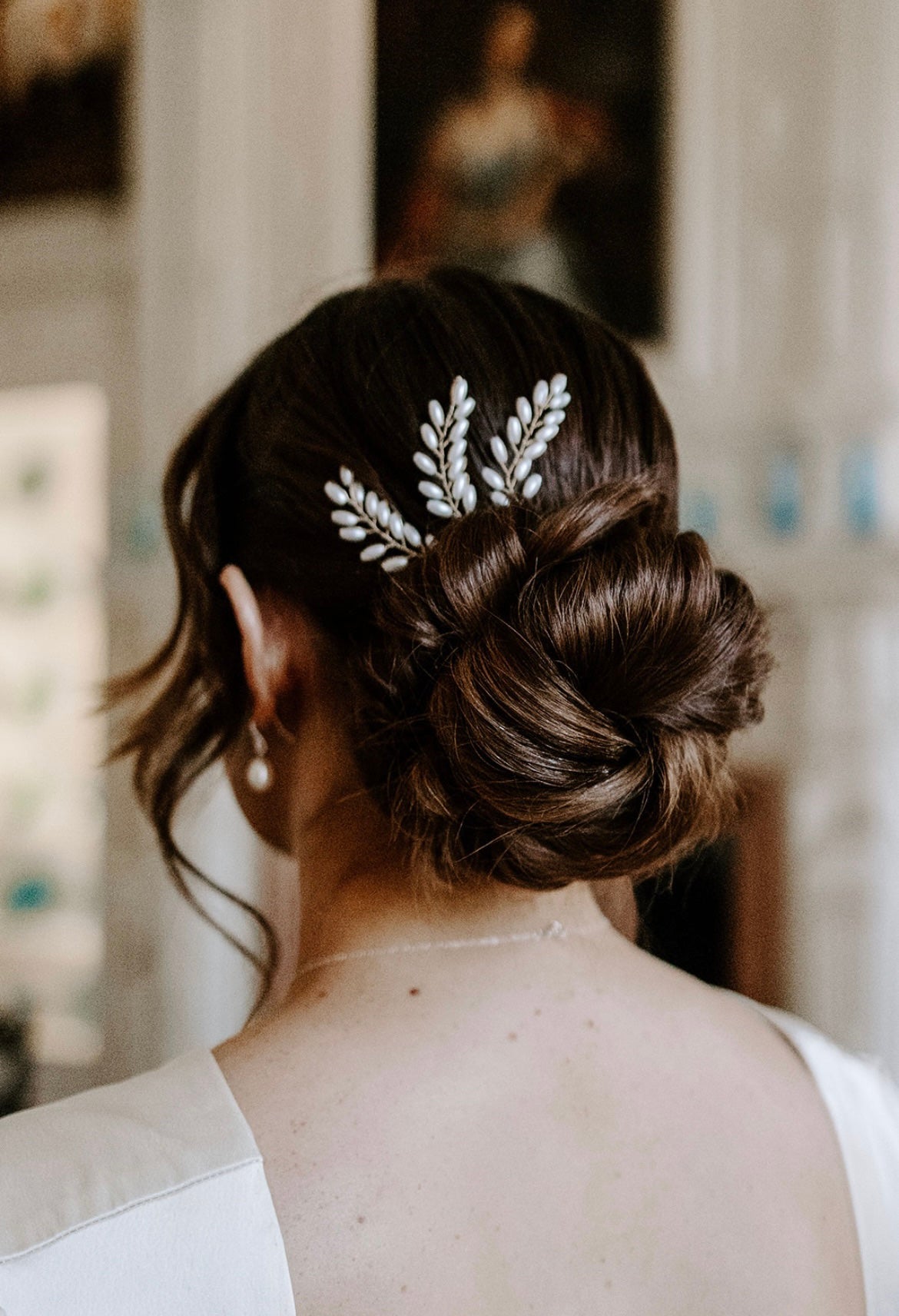 Pampas Style Pearl Sprigs Wedding Hair Pins / Gold