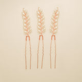 Pampas Style Pearl Sprigs Wedding Hair Pins / Rose Gold