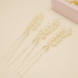Pampas Style Pearl Sprigs Wedding Hair Pins / Silver