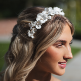 Poppy Romantic Ceramic Bridal Headband Crown / Rose Gold