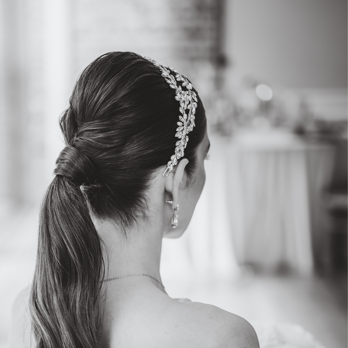 Ava Pearl and Crystal Bridal Headband in Rose Gold photo 2