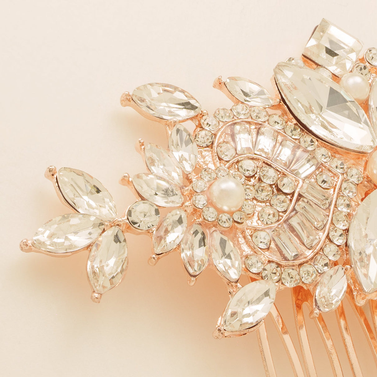 Gatsby Vintage Inspired Wedding Hair Comb in Rose Gold photo 5