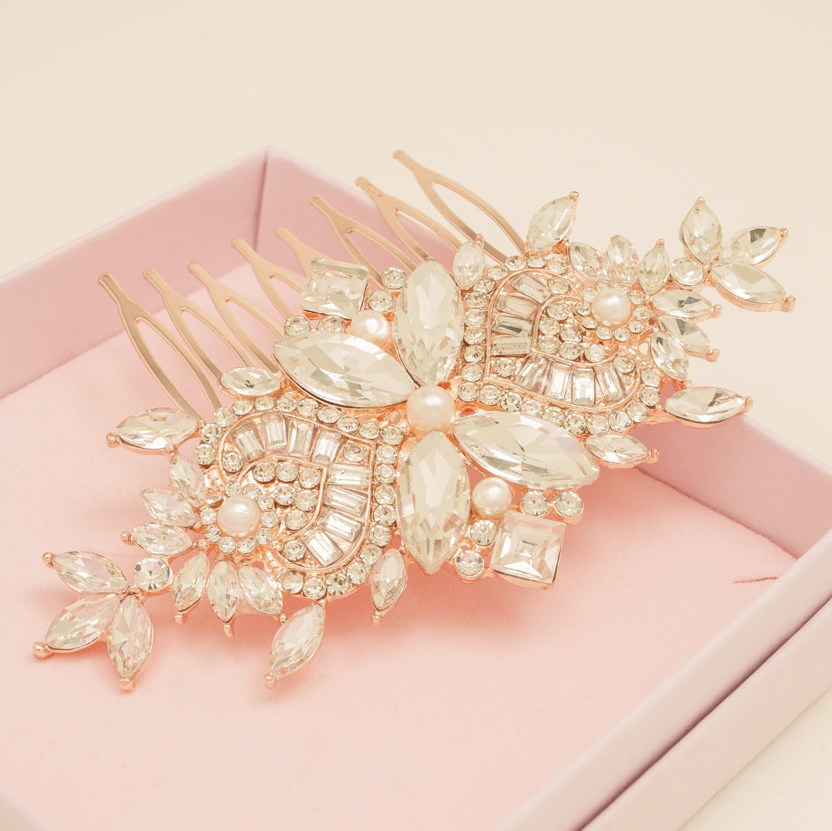 Gatsby Vintage Inspired Wedding Hair Comb in Rose Gold