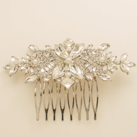 Gatsby Vintage Inspired Wedding Hair Comb in Silver photo 3