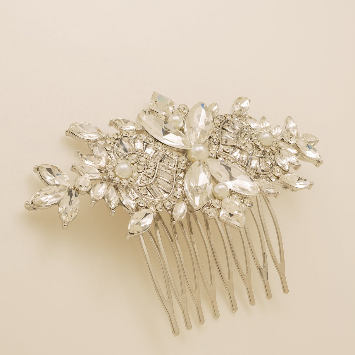 Gatsby Vintage Inspired Wedding Hair Comb in Silver photo 4