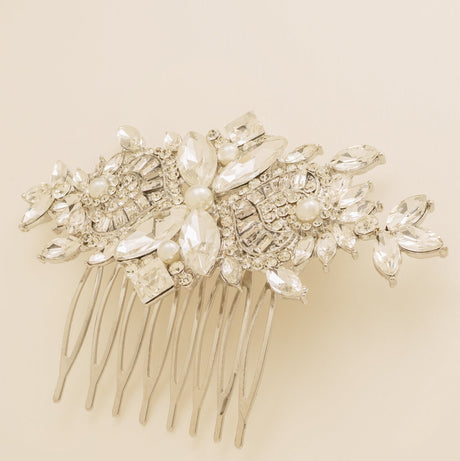 Gatsby Vintage Inspired Wedding Hair Comb in Silver photo 6