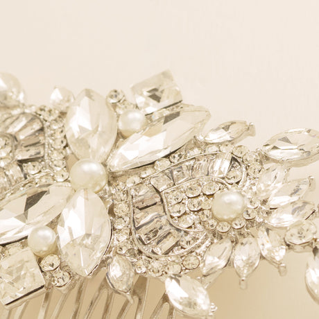 Gatsby Vintage Inspired Wedding Hair Comb in Silver photo 7