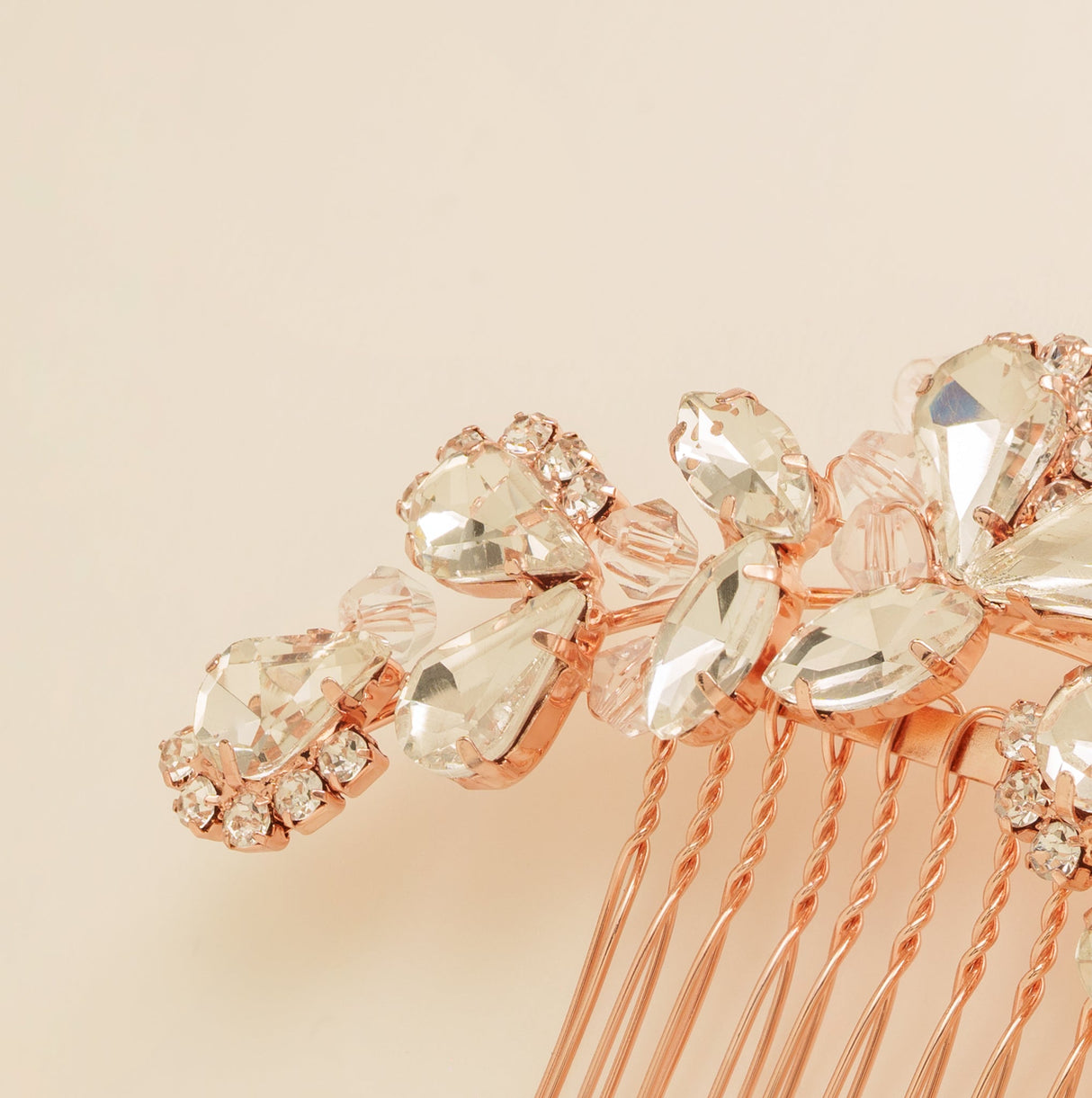 Lucinda Crystal Wedding Hair Comb / Rose Gold