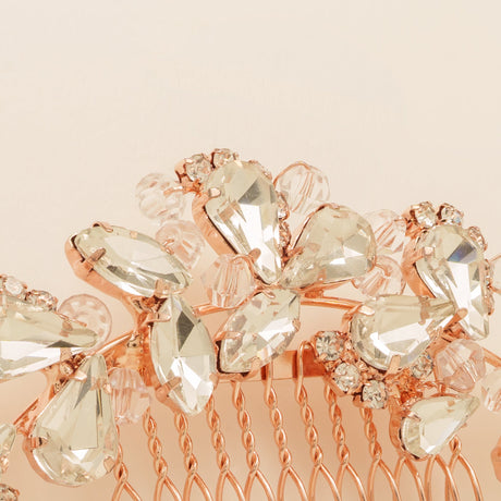 Lucinda Crystal Wedding Hair Comb / Rose Gold