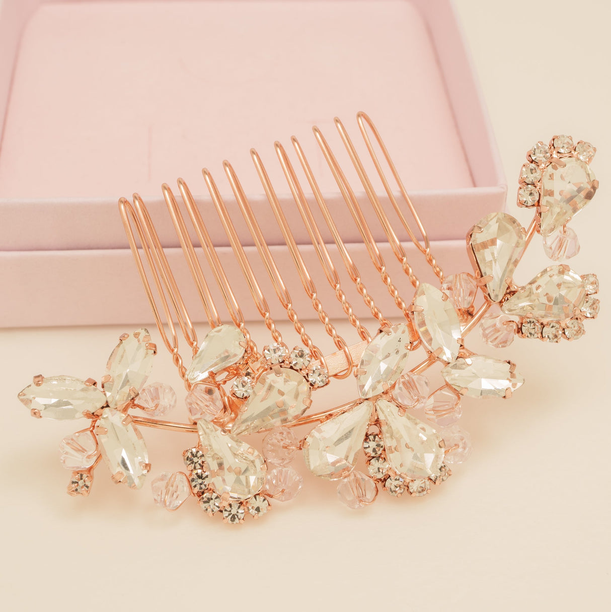 Lucinda Crystal Wedding Hair Comb / Rose Gold