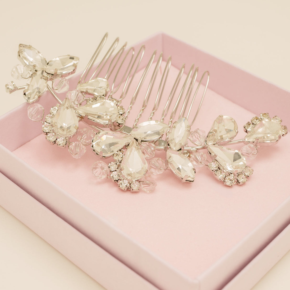 Lucinda Crystal Wedding Hair Comb / Silver