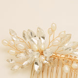 Sara Pearl and Crystal Wedding Hair Comb / Gold