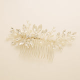 Sara Pearl and Crystal Wedding Hair Comb / Silver
