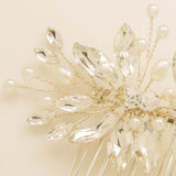 Sara Pearl and Crystal Wedding Hair Comb / Silver