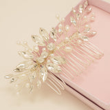 Sara Pearl and Crystal Wedding Hair Comb / Silver