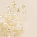 Gloria Leaves Pearl and Crystal Wedding Hair Comb in Silver photo 5