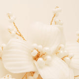 Daisy Floral Ceramic Wedding Hair Comb / Gold