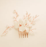 Daisy Floral Ceramic Wedding Hair Comb / Rose Gold