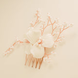Daisy Floral Ceramic Wedding Hair Comb / Rose Gold