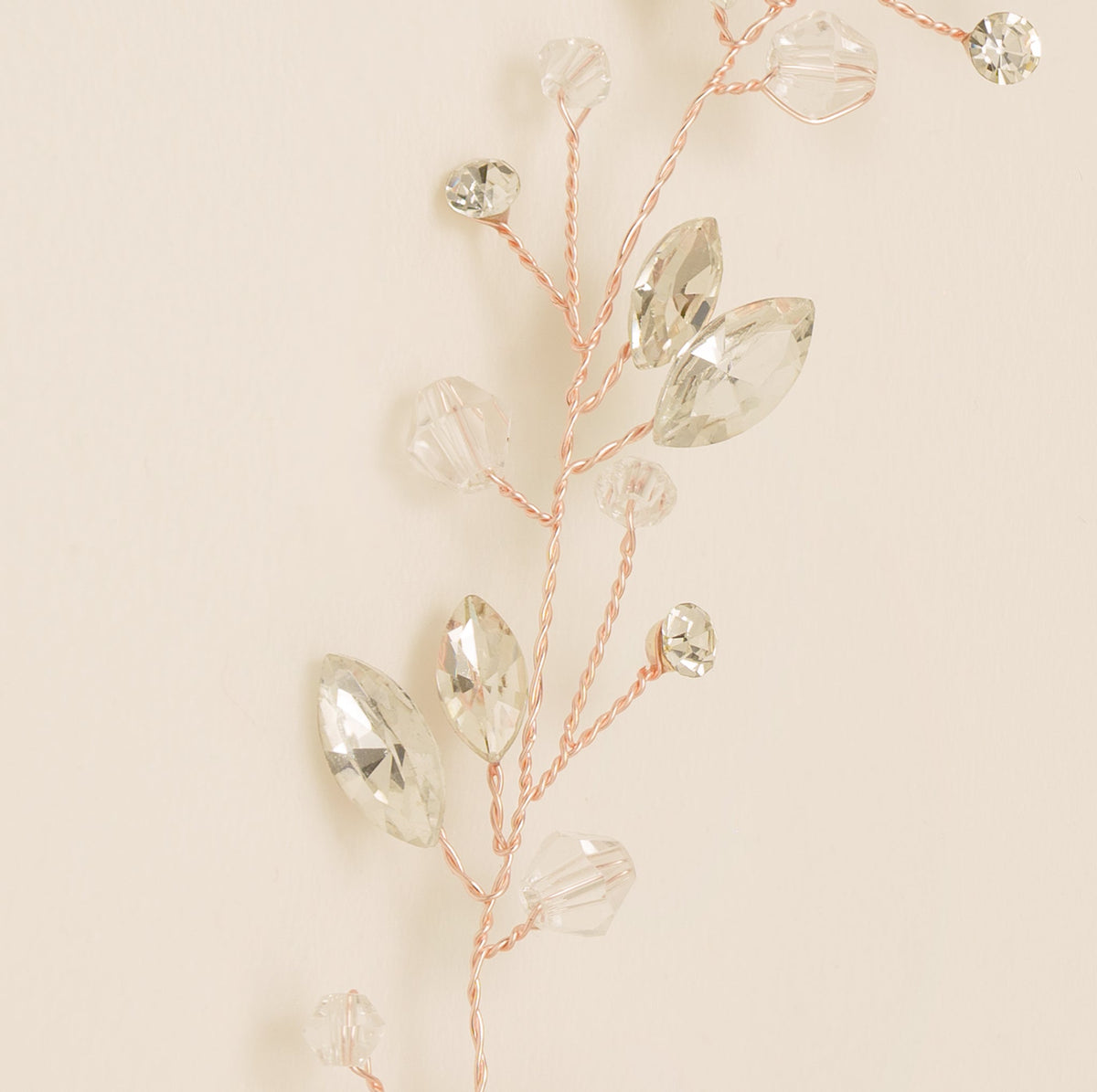 Tessa Long Crystal Hair Vine in Rose Gold