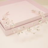 Tessa Long Crystal Hair Vine in Silver