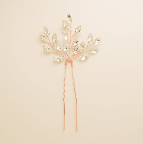 Elinor Crystal Spray Wedding Hair Pins / Rose Gold