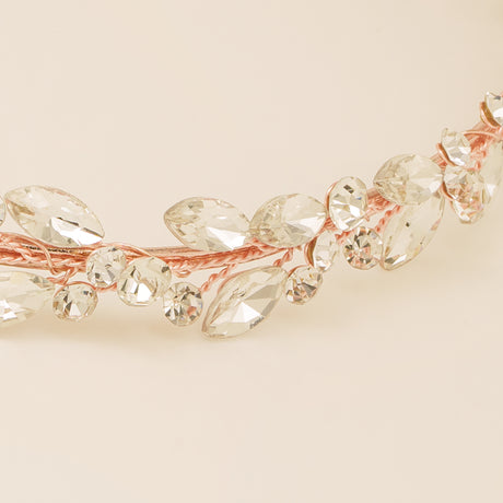 Evie Crystal Bridal Headband / Rose Gold