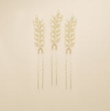 Pampas Style Pearl Sprigs Wedding Hair Pins / Silver
