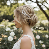 Sara Pearl and Crystal Wedding Hair Comb / Rose Gold