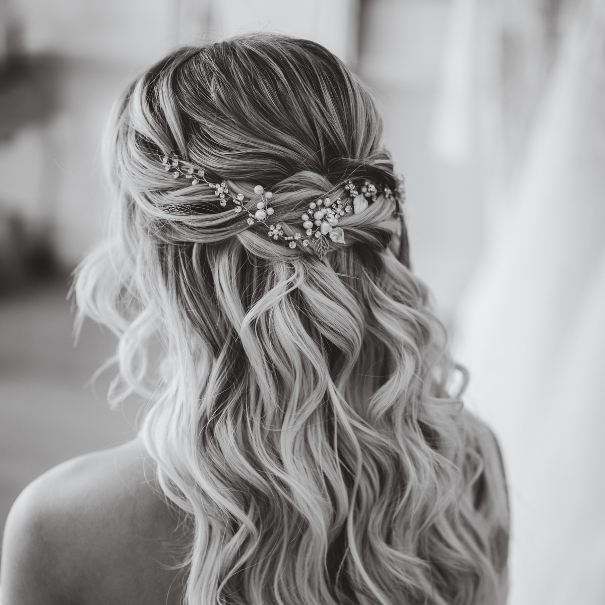 Vintage Leaves Pearls and Crystals Bridal Hair Vine / Rose Gold