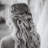 Vintage Leaves Pearls and Crystals Bridal Hair Vine / Rose Gold