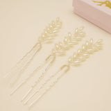 Pampas Style Pearl Sprigs Wedding Hair Pins / Silver