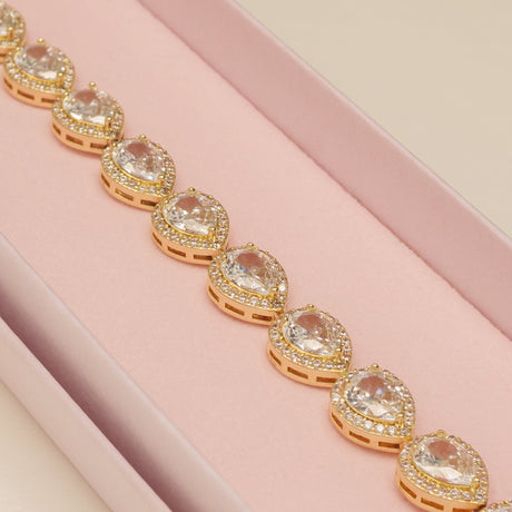 Annabella Teardrop Crystal Wedding Bracelet / Gold