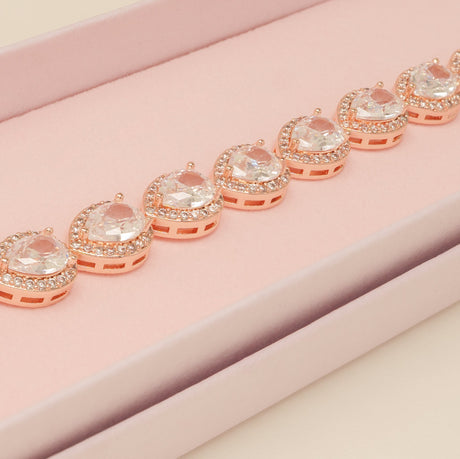 Annabella Teardrop Crystal Wedding Bracelet / Rose Gold